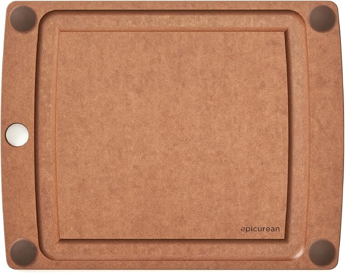 Epicurean All-In-One Cutting Board with Non-Slip Feet and Juice Groove - Non-toxic, Dishwasher Safe, Made in the USA, 11.5" x 9", Nutmeg