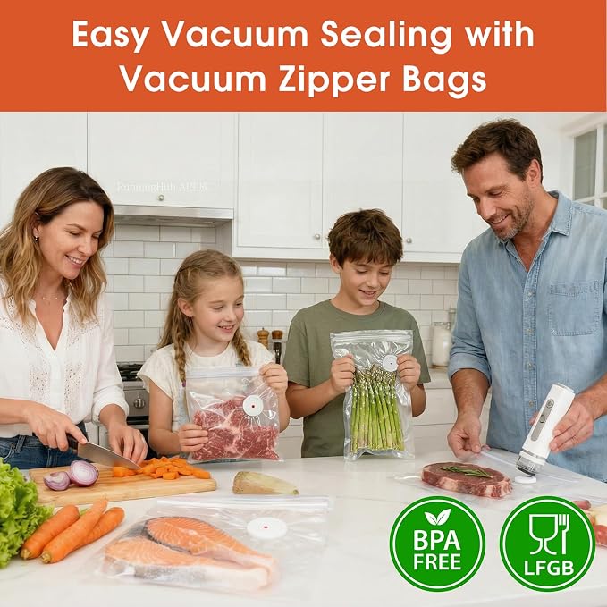 Reusable Vacuum Sealer Bags for Food, 20 Pack Medium (10.2"x11") with 4 Clips, BPA-Free Vacuum Storage Bags, Leak-Proof, Freezer & Sous Vide Cooking, Compatible with Food Saver Vacuum Sealers