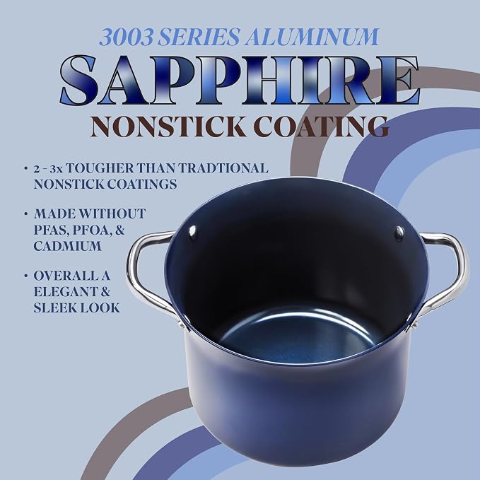 CONCORD Sapphire Nonstick 7 Quart Stock Pot Cookware Set (Induction Compatible)