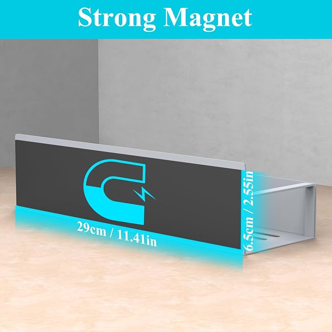 Metal Magnetic Spice Rack for Refrigerator Gray, 6 Pack | Magnetic Shelves Heavy Duty for Fridge in Kitchen, Seasoning Storage Organizer, For Oven Washer and Dryer, For Heavier Items