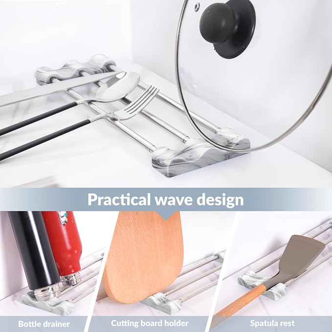 Tomorotec Adjustable Over-The-Sink Kitchen Rack, BPA-Free, Marble | Holds 16.5 Lbs; For Dishcloths, Sponges, and Brushes - Heat-Resistant Stainless Steel with Slim, Expandable Design