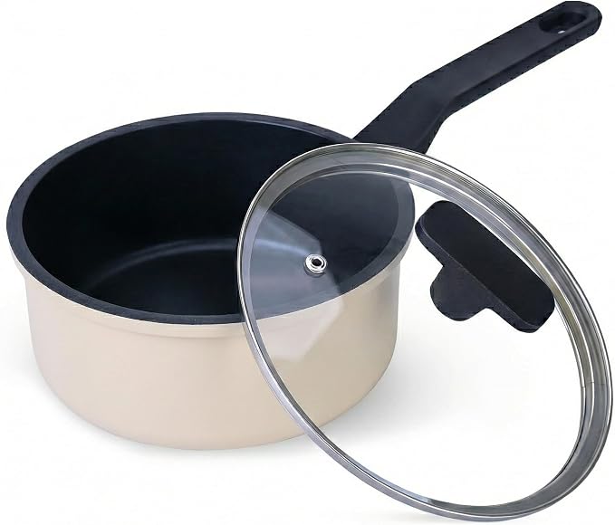 Nonstick Sauce Pan with Lid,1.5QT small pot, PFOA Free,Kitchen Pots Induction Pot,Cream