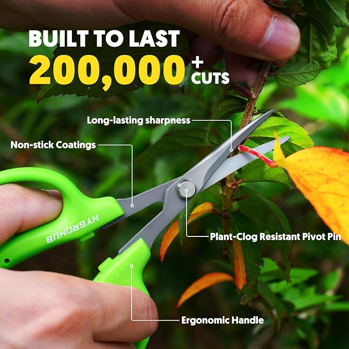 Garden Scissors, 6-in Shape Pruning Shears for Precise Cutting, Small | Gardening Snips, Non-Stick Coating Steel Bonsai Trimmer for Plants, Herbs, Flowers, Garden Trimming Tools, Easy to Clean