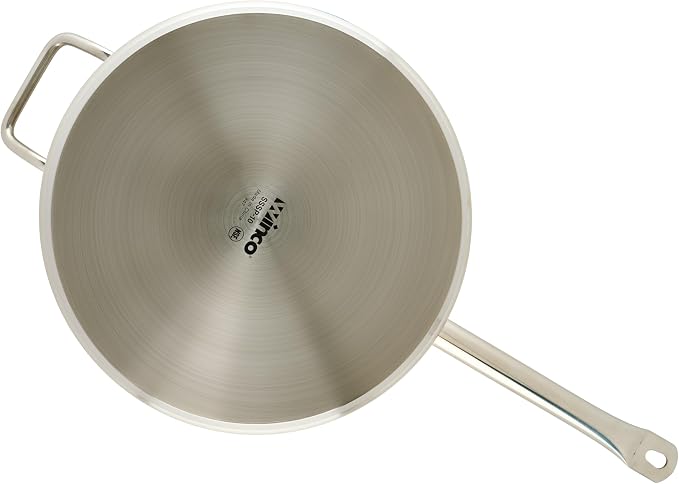 Winco 10 qt Stainless Steel Sauce pan with Cover | Heavy-duty, Tri-ply construction, Helper handle, Great for Cooking and Food Preparation