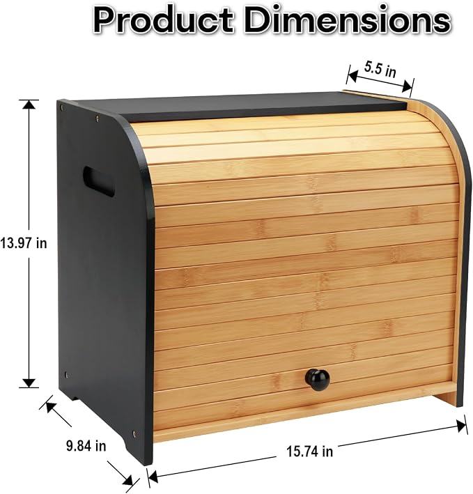Bread Box for Kitchen Countertop, Two Layer Roll Top Bread Holder | 3 Adjustable Height, Large Capacity, Bamboo Bread Storage Container for Homemade Bread,Breadbox Organizer for Kitchen Counter