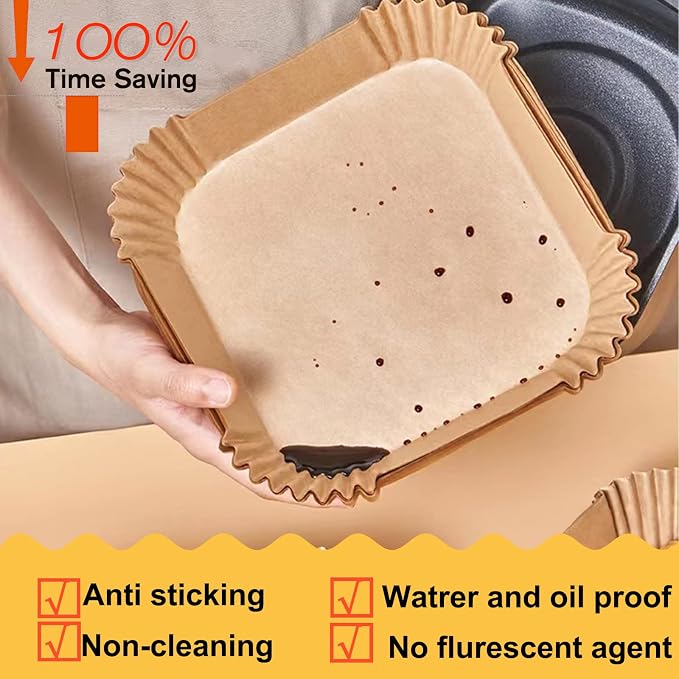 4 qt Air Fryer Liners, Chefman Air Fryer Liners, Disposable 4qt Air Fryer Liner for Chefman TurboX 4-in-1& 4.5 QT Cuisinart Airfryer, Non-stick Parchment Paper for Frying, Baking- Unbleached(120Pcs)
