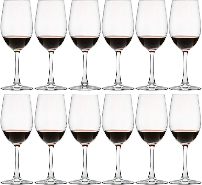 UMI UMIZILI 12 Ounce - Set of 12, Classic Durable Red/White Wine Glasses For Party