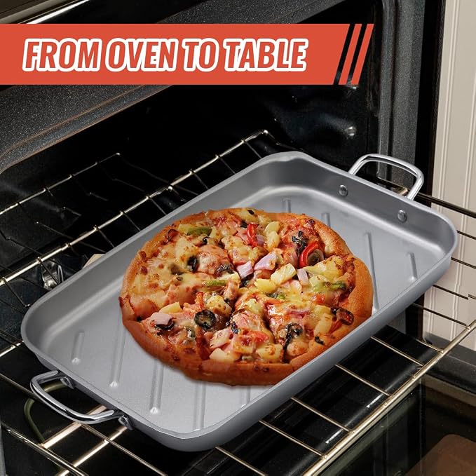 Grill Pan - 11'x15'' BBQ Grill Topper With Handles