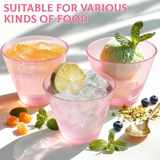 Glowserve 9 OZ Pink Disposable Plastic Cups Cocktail Cup 150 Pack | Fancy Cocktail Cup,Stemless Wine Glass,Wedding Wine Glasses,Graduation Birthday,World Cup,Party Essentials
