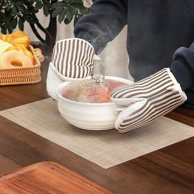 Myir JUN Placemats Set of 8 Kitchen and Dining Table Placemats | Vinyl Placemats Place Mats Indoor/Outdoor Set of 8 Washable Table Mats Non-Slip Place mats for Dining Table, Beige