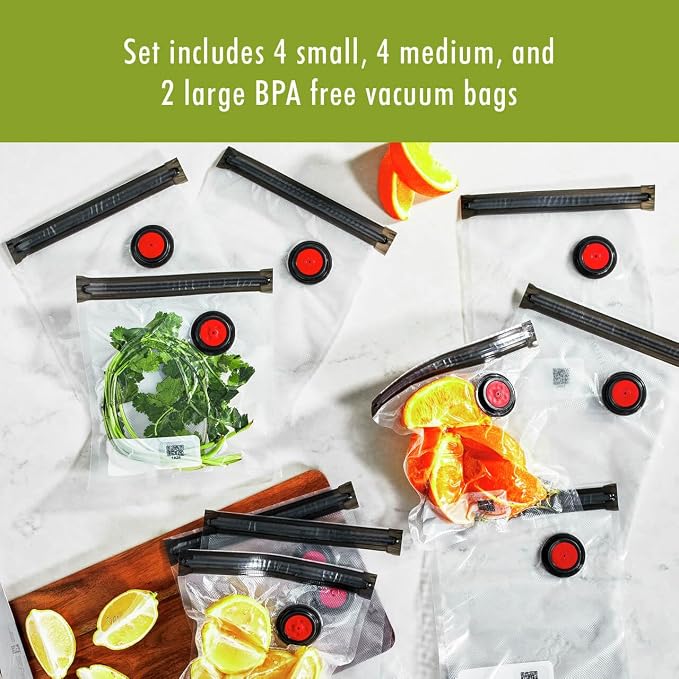 ZWILLING Fresh & Save 10-pc Vacuum Sealer Bags, Sous Vide Bags, Meal Prep - Assorted Sizes | Reusable, Airtight Bags for Sous Vide, Marinating & Meal Prep. Freezer & Microwave safe.