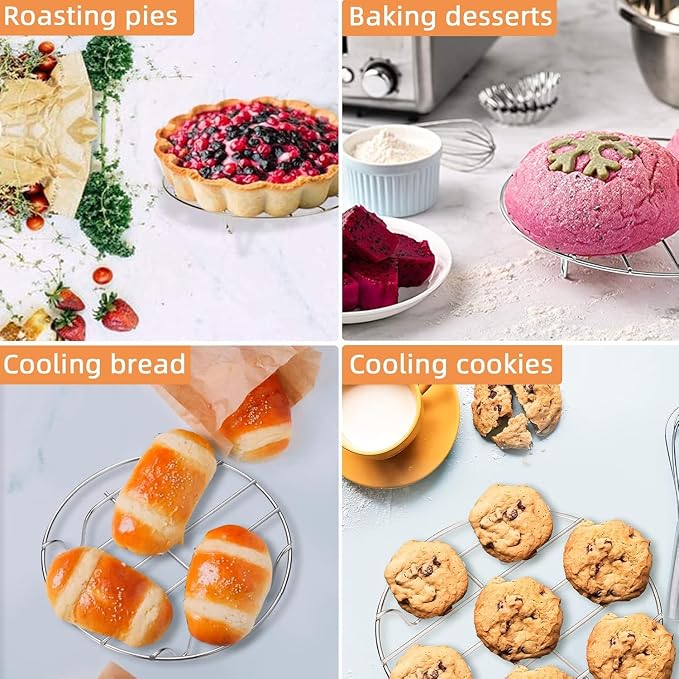 9 Inch Round Cooling Racks for Cooking and Baking 304 Stainless Steel Cooling Racks Baking and Cooling Steaming Rack w Stand Cookware for Air Fryer Pressure Cooker Canning