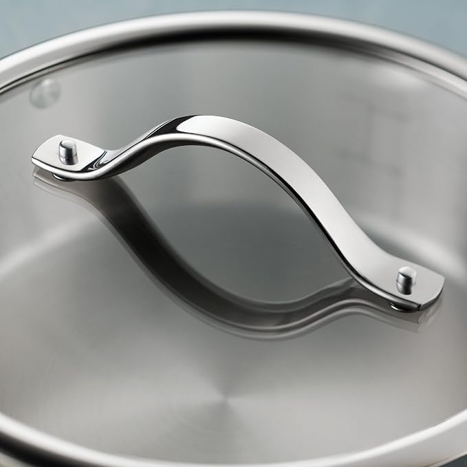 Tramontina Tempo Tri-Ply Base Stainless Steel 5-Qt Dutch Oven Pot with Lid | Induction-Ready, Oven-Safe, Dishwasher-Safe