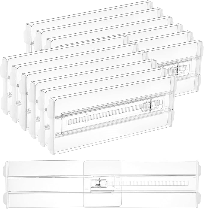 Vtopmart 12 Pack Drawer Dividers for Clothes, 4" High 10.2"-16.5" Adjustable Expandable Dresser Drawer Organizer, Clear Plastic Separators for Dresser, Baby Clothing, Underwear, Cosmetic, Toiletries | Expandable Dresser Drawer Organizer, Clear Plastic ...
