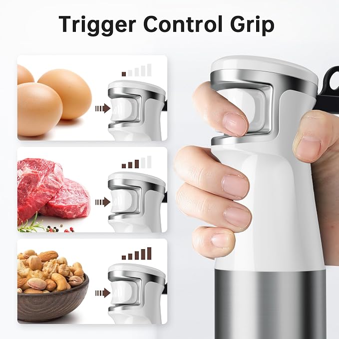 Turelar Immersion Blender Handheld Corded, 1100W 5 in 1 Hand Blender Set | Trigger Variable Speed, Emulsion Stick Mixer with Food Processor, Whisk, Frother, for Soup, Puree, Baby Food, Anti-scratch