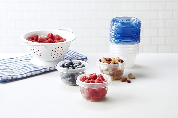 Glad GladWare Mini Round Food Storage Containers, 4 Oz, 8 Count, 12-Pack | BPA-free, lock-tight seal for snacks, portion control, and on-the-go; reusable and stackable
