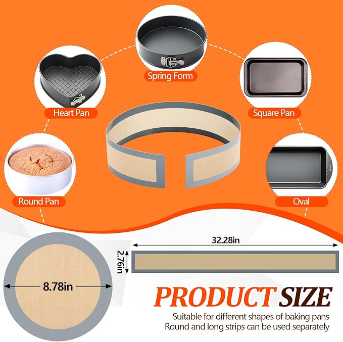 Reallnaive 2 Pack Springform Pan Protector 9 Inch Nonstick Silicone Mats for Baking Easy Clean Cake Pan Liners for Cheesecake Pan, Prevent Cake from Sticking to Side and Bottom