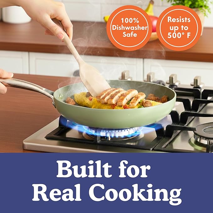 NonToxic Platinum Silicone Utensils, 100% Plastic-Free, 8-Pcs, Beige | LFGB-certified platinum silicone. Solid steel core, no hidden plastics. 500°F heat resistant. Non-scratch. Dishwasher safe