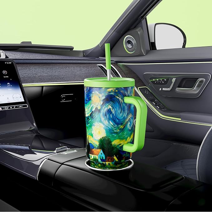 Meoky 40 oz Tumbler with Handle and Straw: Stainless Steel Insulated Tumbler with Lid and Straw - 100% Leak Proof Tumbler for Car Cup Holders - Travelers Commuters Workers, Cottage