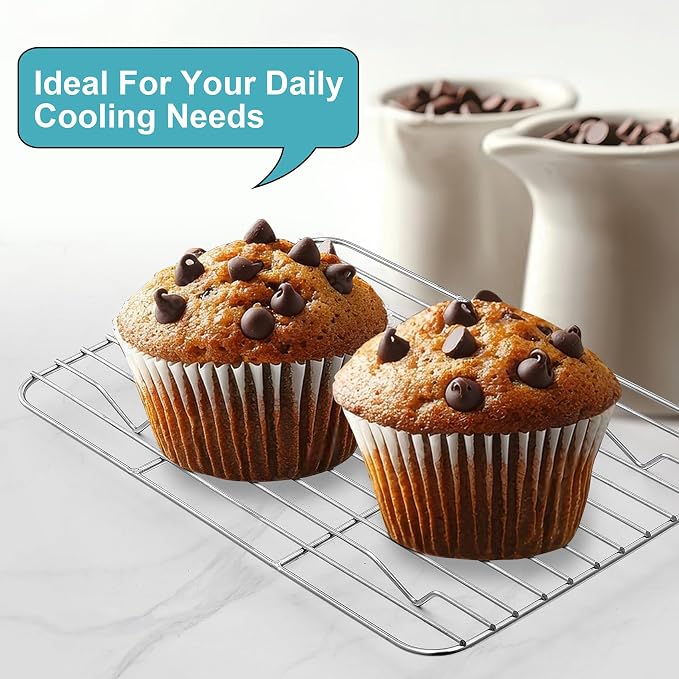 TeamFar Cooling Rack, 8.75” x 6.25” Stainless Steel Wire Baking Rack, 2PCS | for Cooking Roasting Grilling, Fit for Oven Pan, Oven & Dishwasher Safe, Non-toxic & Heavy-Duty