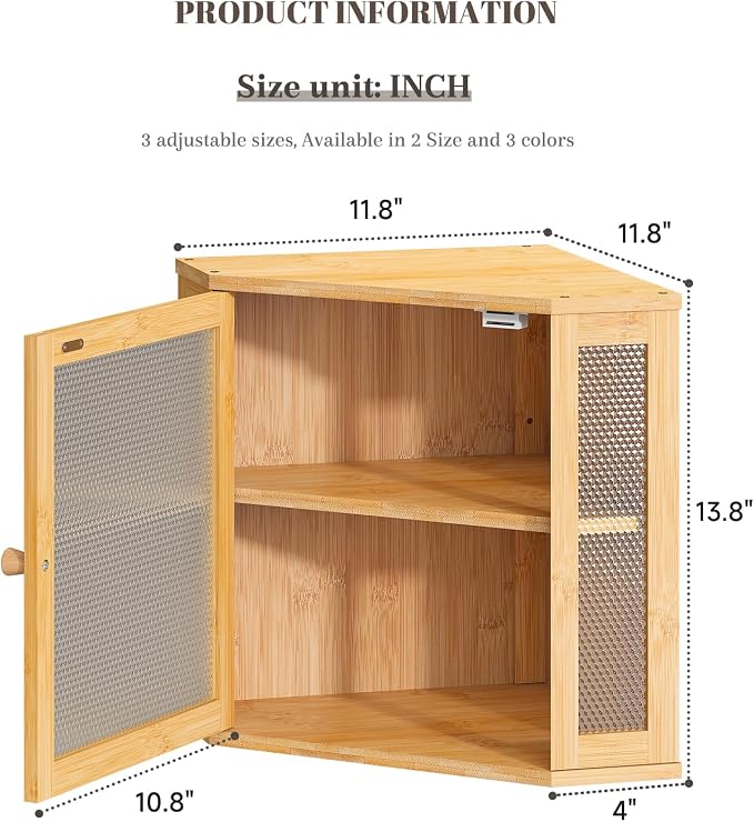 STDDRE Corner Bread Box Kitchen Countertop Extra Large Capacity Farmhouse Bread Box, Corner Countertop Storage, Double Layer Bread Holder (Natural, Large)