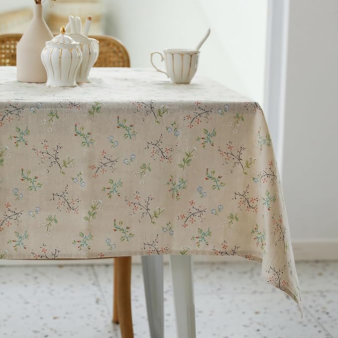 Pastoral Rectangle Tablecloth - 52 x 70 Inch Table Cloth - Washable Table Cover with Wrinkle Resistant for Restaurant, Picnic, Bistro, Indoor and Outdoor Dining, Gardenia