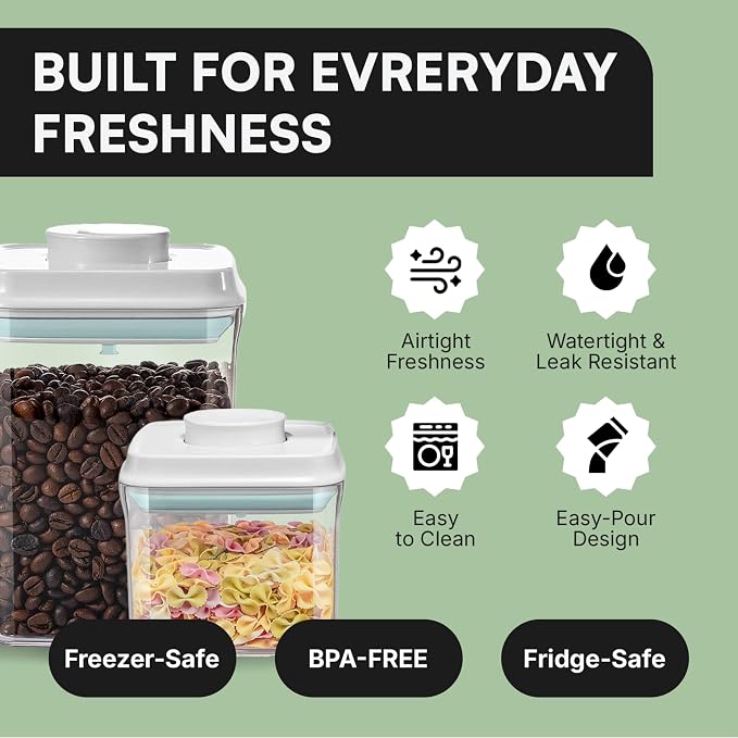 Bop Top Airtight Food Storage Containers | Pop-Top Lid | 3.5 Cups / 30 Oz | kitchen canister set, for flour, sugar, snacks, pasta, baking