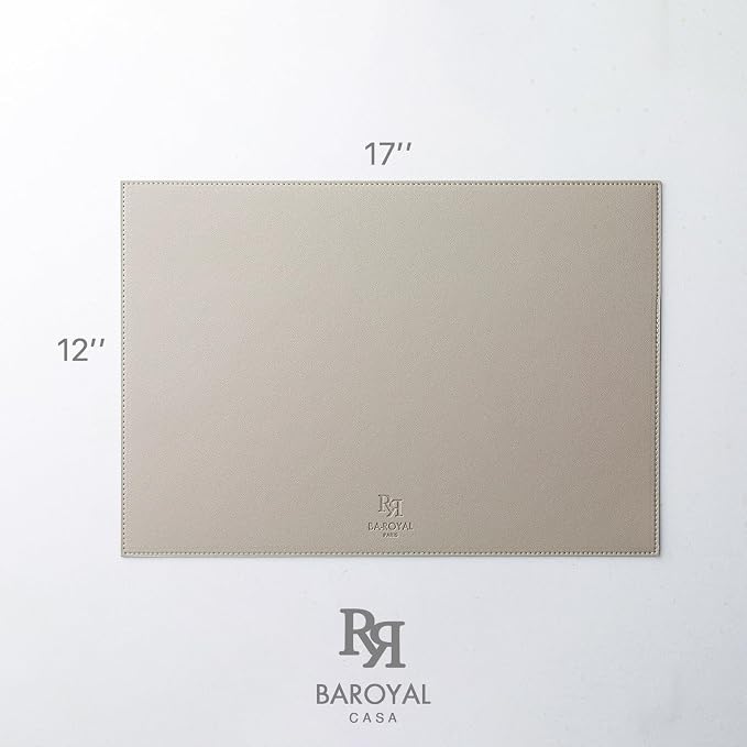 Baroyal Faux Leather Placemats Set of 6 Vinyl Washable Wipeable Table Mats for Kitchen Dining Table Heat Resistant Waterproof Indoor/Outdoor Placemats Non-Slip Easy Clean Place Mats-Almond Birch