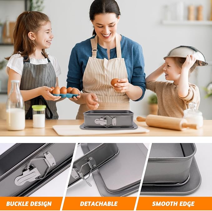 Rectangular Springform Pan, 9.6 x 5.6 x 2.1 inch Rectangle Cake Pan with Removable Bottom, Rectangular Cake Baking Trays Cheesecake Tin for Tortes Cheesecake Mousse