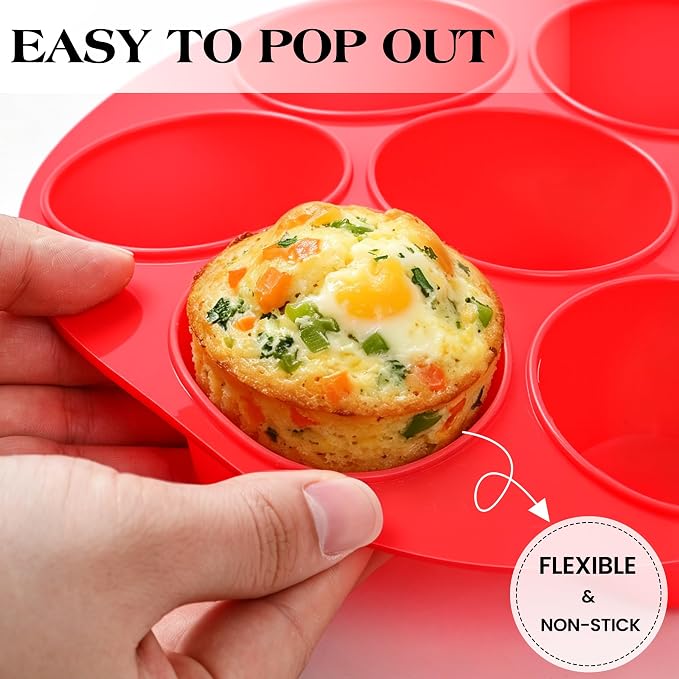 CAKETIME Silicone Muffin Pans for Air Fryer, Oven Baking Nonstick | Food-Grade, for Egg Bites, Muffins, Cupcakes, Mini Quiche 2 Pack