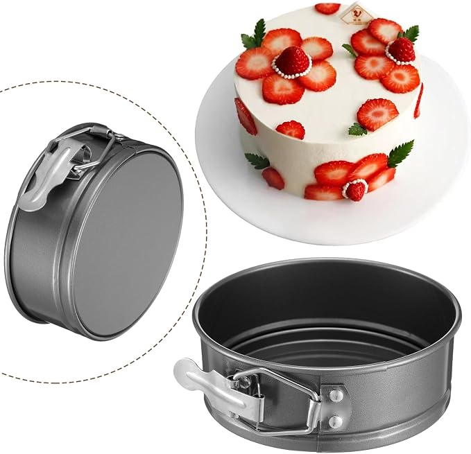 8 Pcs 4.7 Inch Springform Pan with Removable Bottom, Nonstick, Round Springform Cake Pan, Leakproof Mini Cheesecake Pans with Stainless Steel Spring Buckles for Baking Kitchens Restaurant (Black)