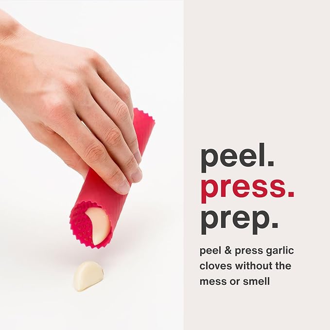 Zyliss Garlic Peeler & Easy Clean Garlic Press - Silicone Garlic Peeler Tube and Garlic Crusher for your Kitchen Accessories - 2 Piece