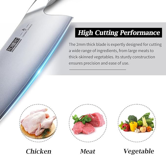 HOSHANHO Cleaver Knife 7 Inch, Ultra Sharp Vegetable Meat Chopper Knife | Japanese High Carbon Steel Chopper Butcher Knife, Multifunction Cooking Knife for Home Kitchen and Restaurant