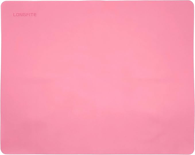LONGFITE Silicone Baking Mat for Dough Rolling Pastry Fondant Mat Large Nonstick and Nonskid Heat Resistent, Countertop Protector, Dining Table Mat and Placemat (Large, Pink)