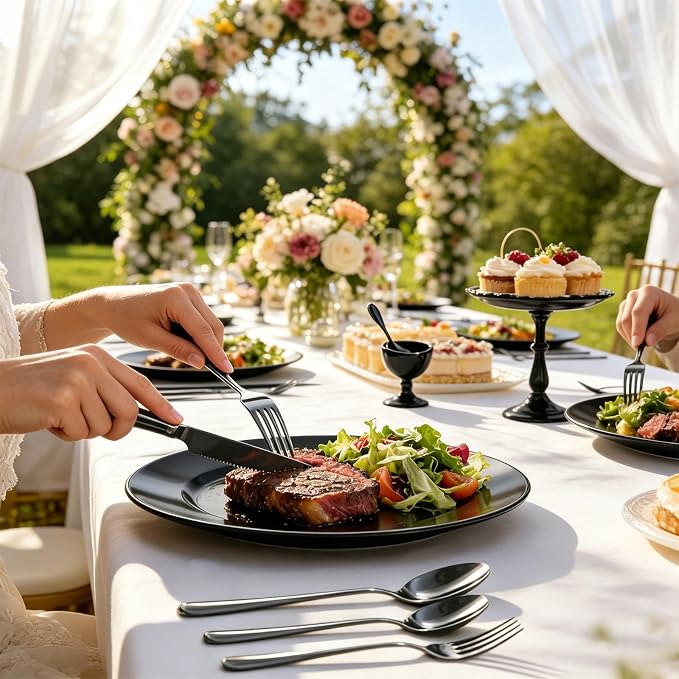 20 Piece Silverware Set, Kitchen Utensils Set for Restaurant & Home, Stainless Steel Cutlery Set, Flatware Set include Forks, Knives, Spoons, Black