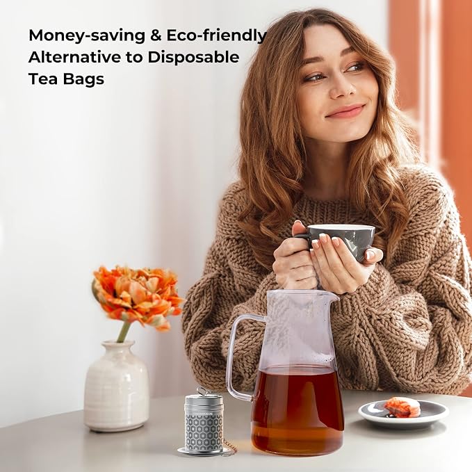 Stainless Steel Large Tea Infuser for Loose Leaf Tea & Spice Ball | Tea Strainer Extra Fine Mesh Large Tea Ball 2” x 2.8” Loose Leaf Tea Steeper for Teapot Pitcher Cup Mug Bottle Kettle