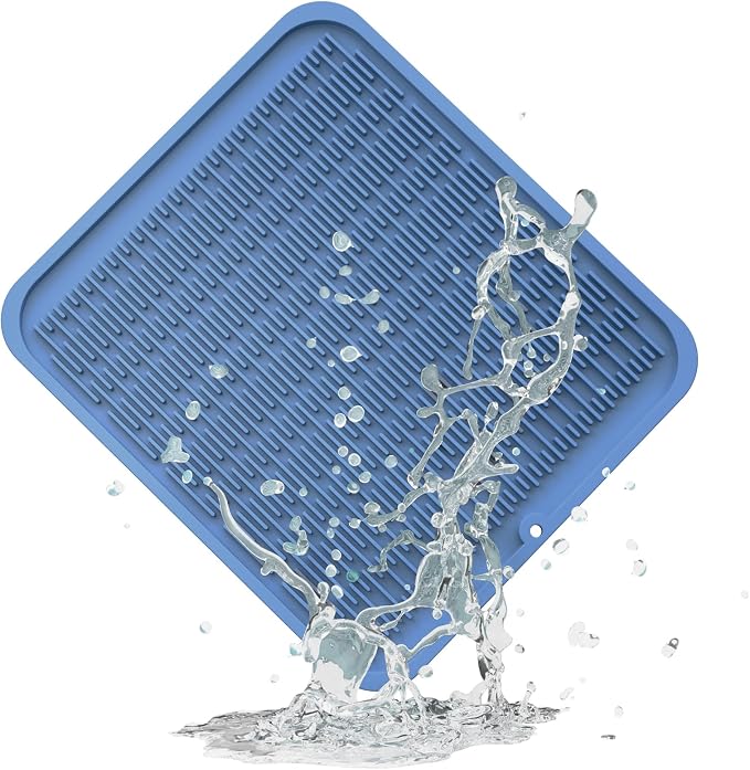 ZLR Oversized Silicone Dish Drying Mat for Kitchen, 16"x18", Lichen Blue | Family-Size Drainboard for Pots & Pans, Thick 4mm No-Curl, Heat-Resistant Trivet to 450°F, Non-Slip, Rolls to Store