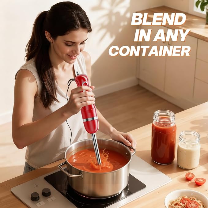 Turelar Immersion Blender Corded 400W, 2 Speed, Emulsifier, Blend, BPA-Free | Hand Blender Stick Mixer, Ergonomic Handle, Stainless Steel Blades, Effortless Blending for Soup, Smoothies, Puree, Baby Food