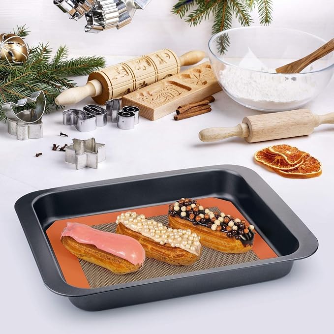 Best German Silicone Baking Mat - 2 Medium-Sheet Size | Non Slip Silicone Baking Sheet, Non Stick Reusable, BPA Free, PFOA Free, Non-toxic, Dishwasher Safe