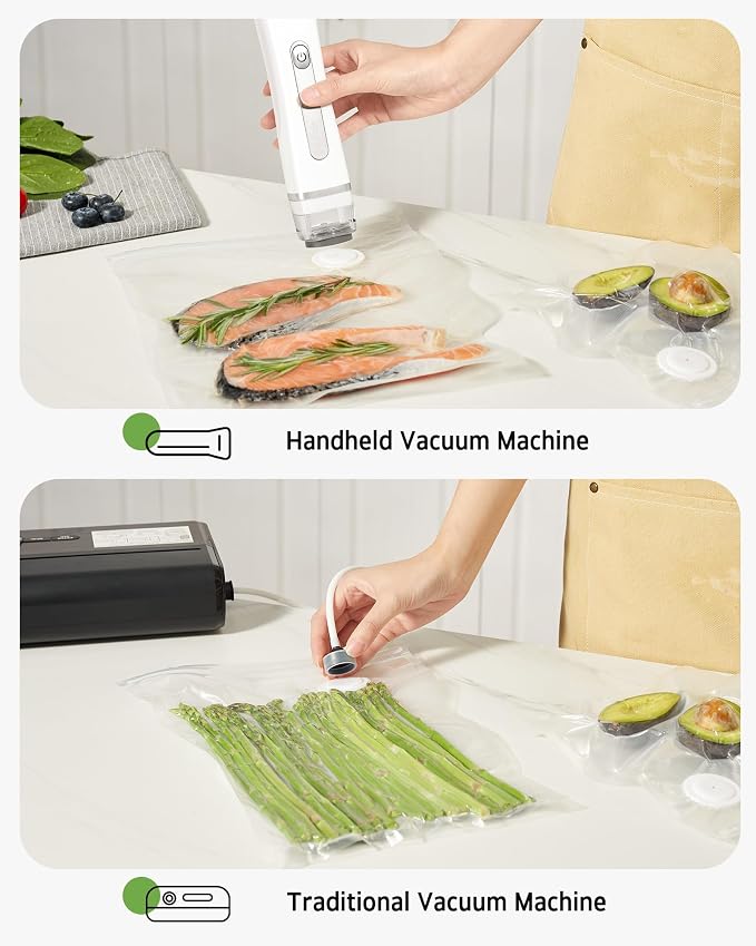 Syntus 80 Pcs Reusable Vacuum Sealer Bags for Food, S+M+L+XL | 8x8+10x11+12x13+12x19, Upgraded Air Valve, Microwave Freezer Sous Vide, Food Storage, Leak-Proof, for Compact Vacuum Sealer