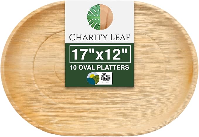 Disposable 17" x 12" Bamboo Trays (10 pieces) Bamboo Serving Platters, Disposable Boards, Eco-Friendly Dinnerware For Weddings, Catering, Events