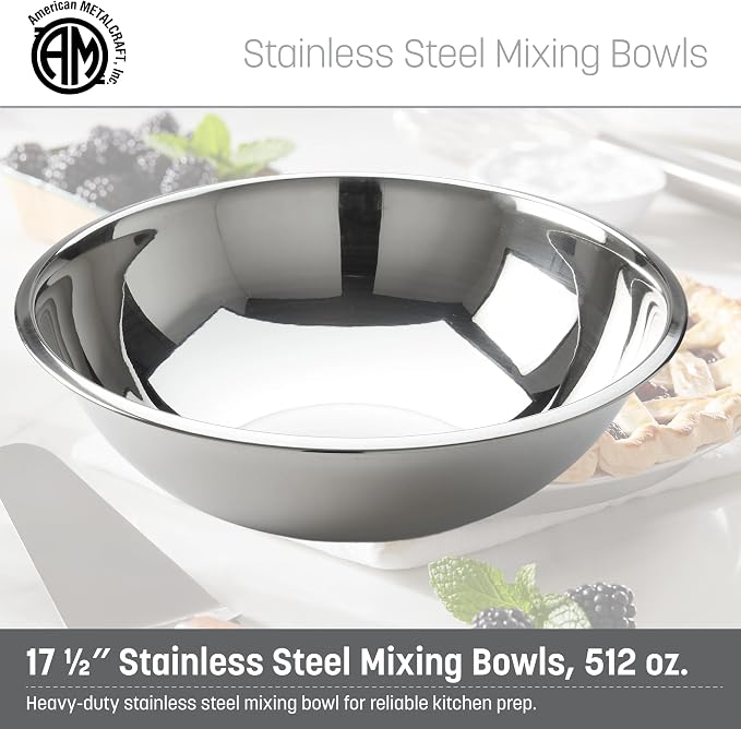 American METALCRAFT, Inc. SSB1600 Mixing Bowl, Stainless Steel, 16 Quarts, 17-1/2' Dia.