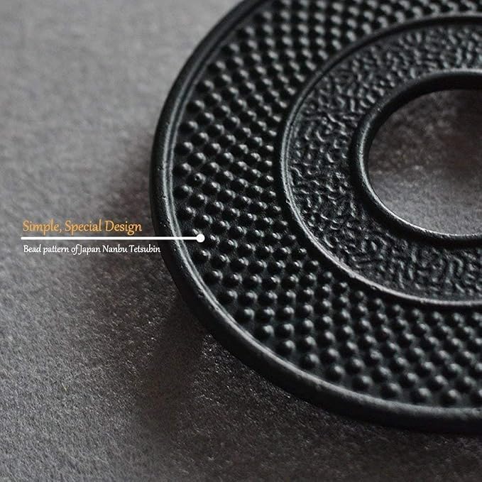 suyika Cast Iron Mat with Rubber Pegs/Feet for Japanese Tea Kettle Cast Iron Teapot Black Trivet 5.3in | For Japanese Tea Kettle, Cast Iron Teapot Trivet