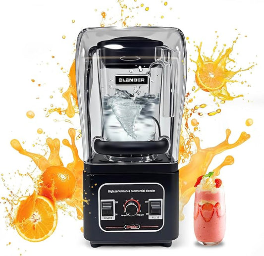 Commercial Blender Heavy Duty Restaurant, Professional Quiet Blender,1800W Commercial Mixer for Smoothies, Noise Reduction Blenders for Kitchen and Business (Model: G7)