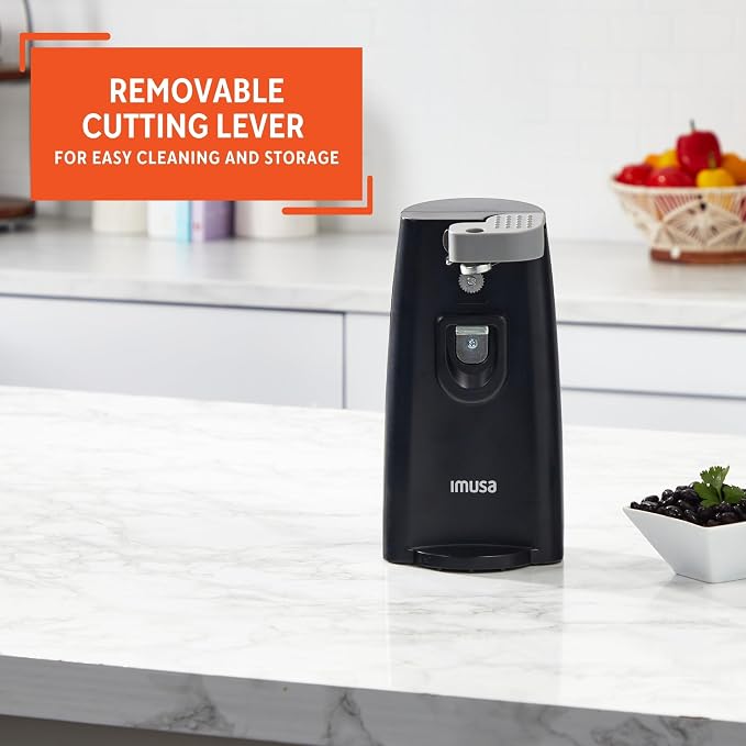 IMUSA Black Electric Can Opener with Bottle Opener & Knife Sharpener