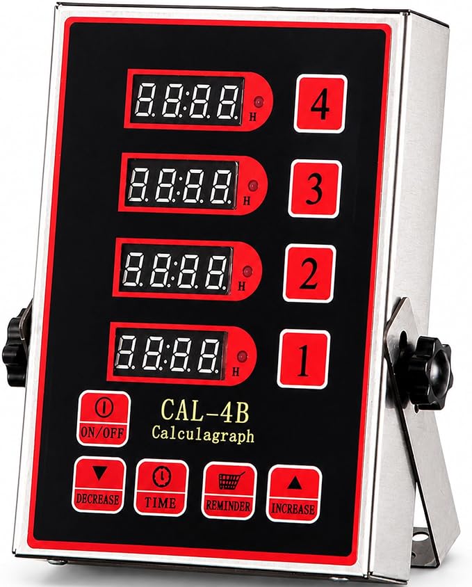 Commercial 4 Channels Digital Kitchen Timer, Stainless Steel Calculagraph Timer with Loud Alarm for Restaurant, Clock Reminder on Multiple Events