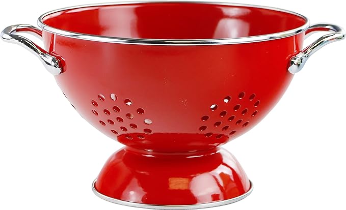 Calypso Basics by Reston Lloyd Powder Coated Enameled Colander, 1.5 Quart, Red
