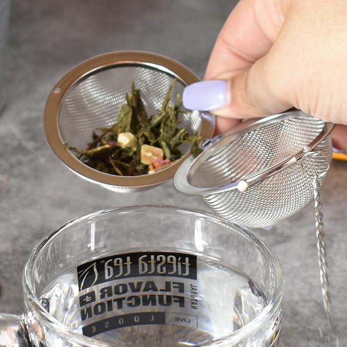 Tiesta Tea Small Stainless Steel Infuser Ball for Loose Leaf | Reusable Strainer with Extra Fine Mesh & Chain, Single Cup Steeper, Ideal for Hot & Iced Brewing, Holds 1 TBSP of Tea