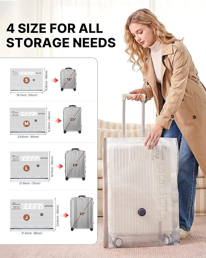 VINTAR 20 Pack Vacuum Seal Bags for Clothing Travel with Cordless Pump | Space Saver Vacuum Storage Bags, USB Rechargeable Pump, 4 Sizes Compression Bags Set for Travel Luggage Clothes Bedding