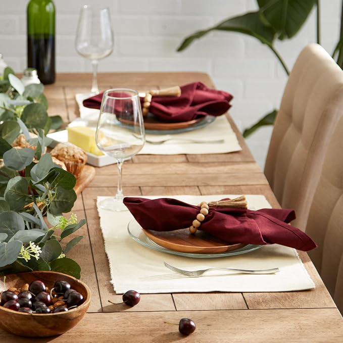 DII Basic Everyday Ribbed Tabletop 100% Cotton, Placemat Set, 13x19, Natural, 6 Piece